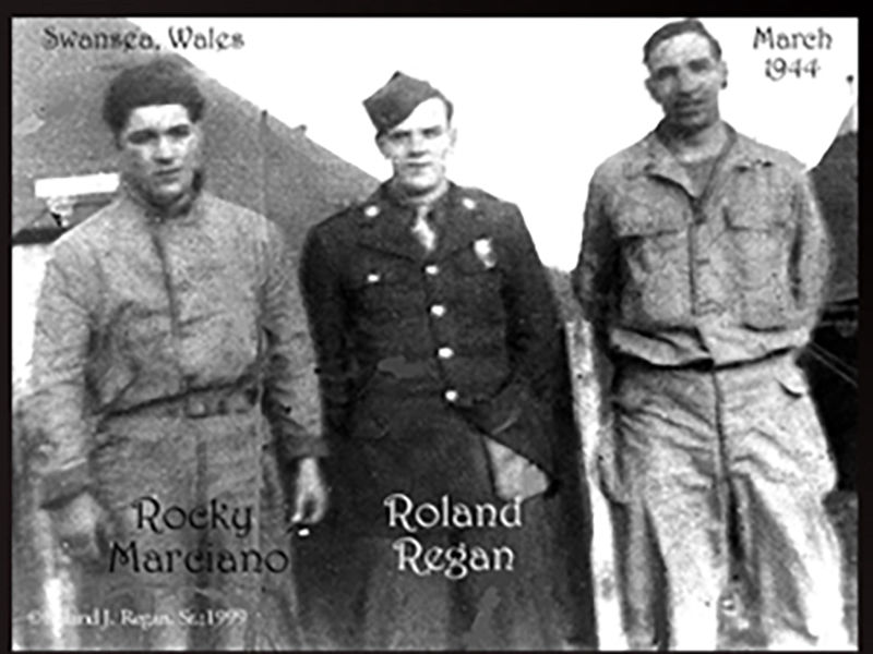 Future Heavyweight Champion of the World “Rocky Marciano” with Roland in Swansea Wales before D-Day.