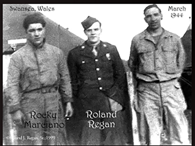 Future Heavyweight Champion of the World “Rocky Marciano” with Roland in Swansea Wales before D-Day.